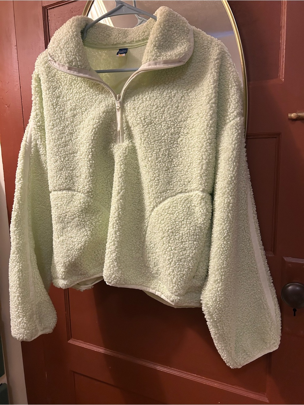 Old Navy Light Green Sherpa Half-Zip Jacket